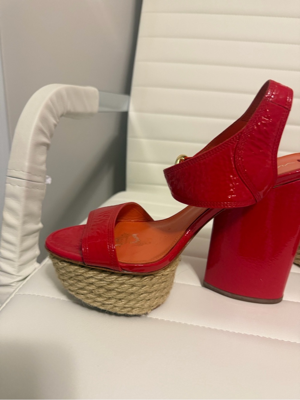 Via Spiga Red Patent Platform Slingback Heels - Picture 5 of 10